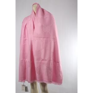 GUCCI Wool GG Monogram Scarf Pink Lady Nest Lux Designer Wrap Italy Authentic